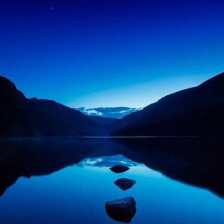 Upper Lake Glendalough by night