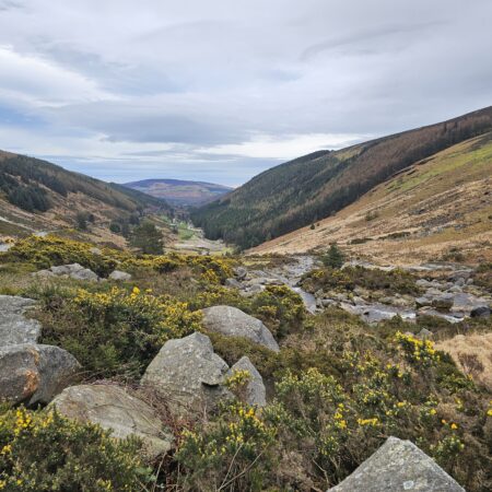 View from Wicklow Gap down into Glendalough from the Miners Village