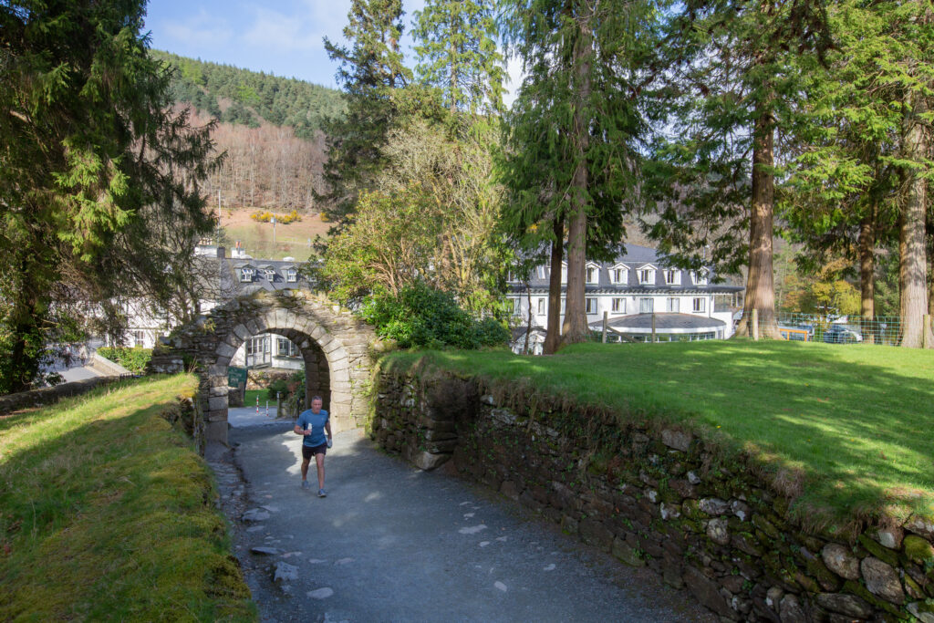 View of Glendalough Hotel from the Monastic City in Glendalough