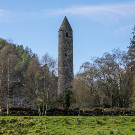 St Kevins Tower from Gledalough Hotel Gardens